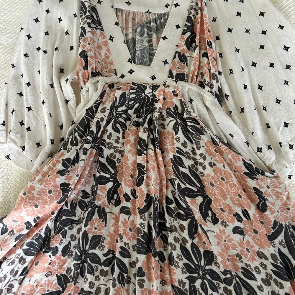 Free People Mini Pockets Dress with Black Diamond Motif